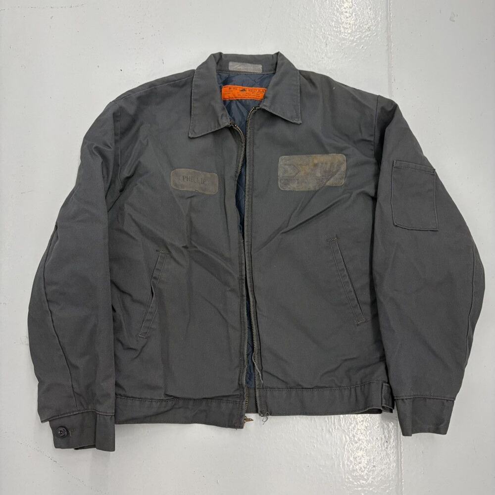 Vintage 70s Red Kap Grey Canvas Workwear Mechanics Jacket